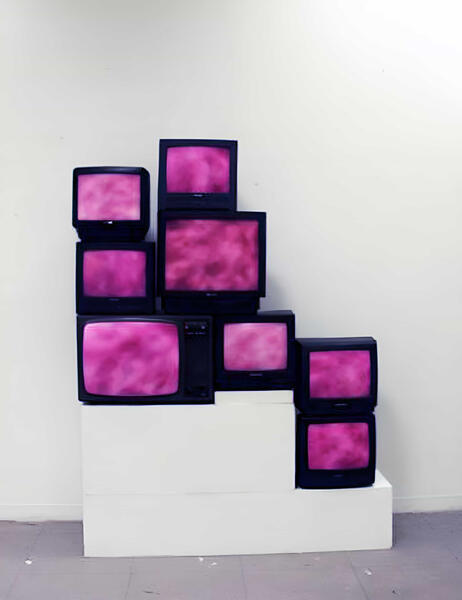 NicolasKaragiannis, art contemporain, artiste peintre, création artistique | Contemporary art, painter, artistic creation, céramiques, installations, télévisions, rose, pink