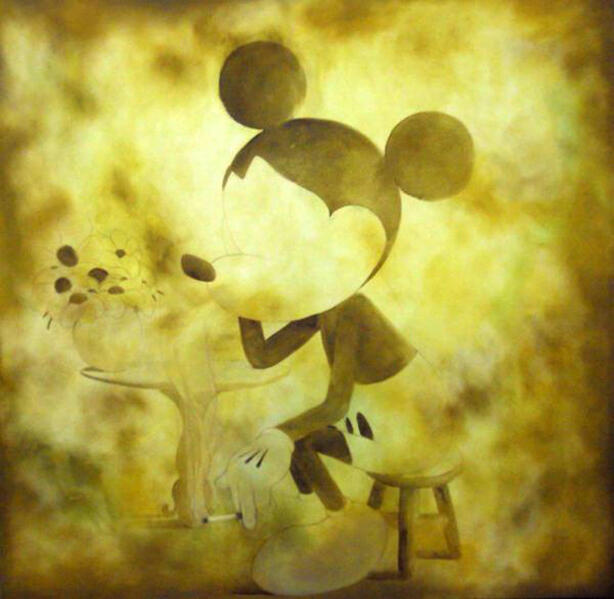 NicolasKaragiannis, art contemporain, artiste peintre, création artistique | Contemporary art, painter, artistic creation, peintures contemporaines, mickey, jaune, yellow
